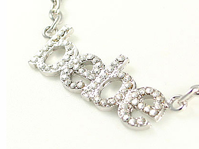 Made in korea whitegold plating crystal letter bebe necklace