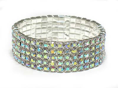 Five row rhinestone stretch bracelet