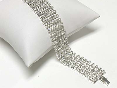 Seven row rhinestone link bracelet