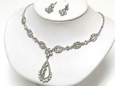 Austrian crystal y drop neckalce and earring set