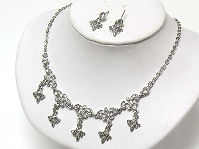 Austrian crystal five drop neckalce and earring set