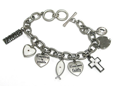 Genuine mustard seed bible theme metal charm bracelet