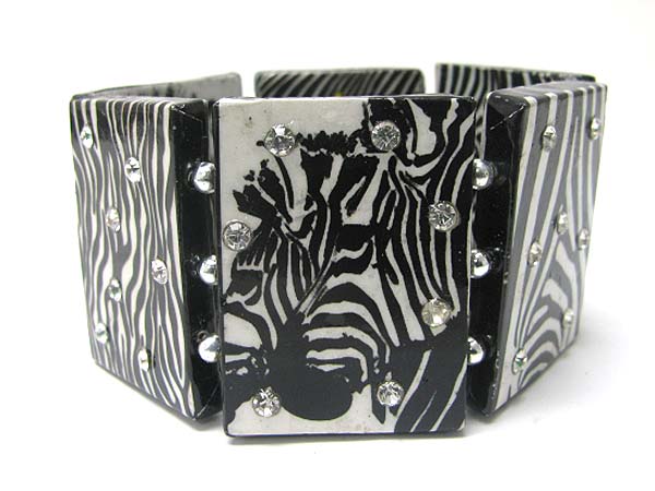 Paper art work wood stretch bracelet - zebra theme