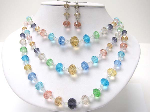 Fact glassc beads multi layer neckalce earring set