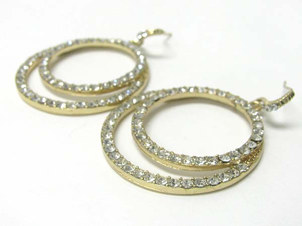 Austrian crystal double hoop drop earring - hoops