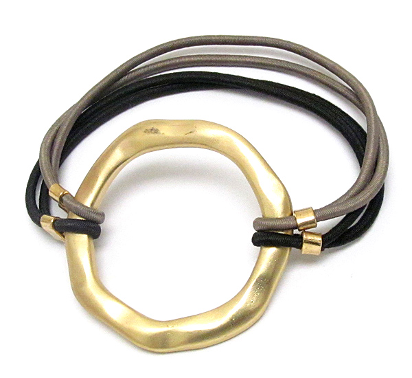 Metal hoop accent stretch bracelet or pony tail band