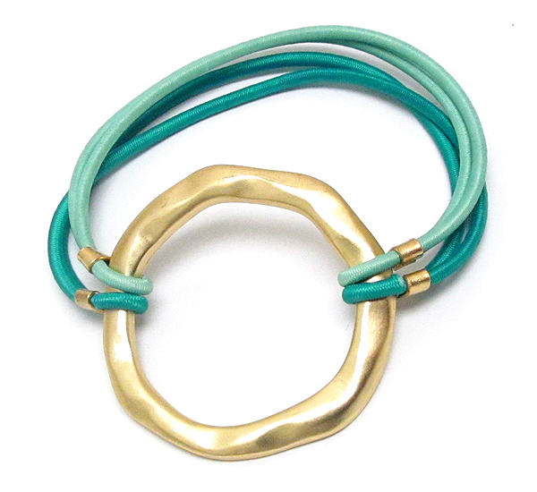 Metal hoop accent stretch bracelet or pony tail band