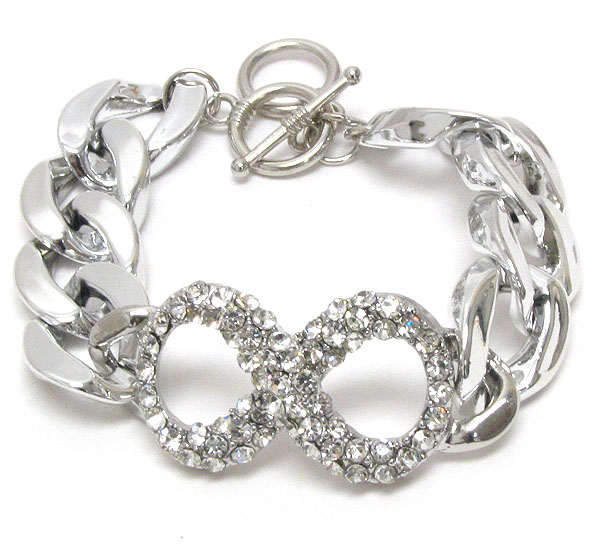 Crystal deco infinite symbol and thick chain bracelet