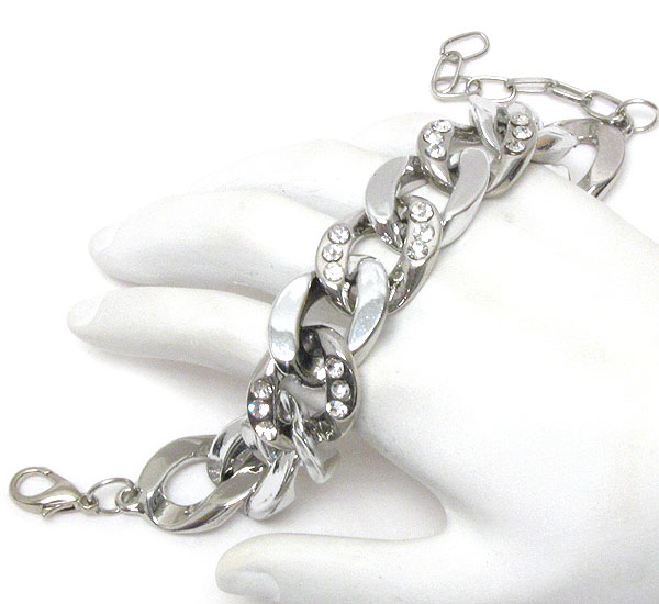 Crystal deco thick  chain bracelet