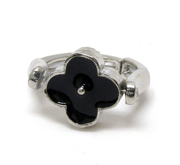 Crystal and epoxy deco flower reversible stretch ring