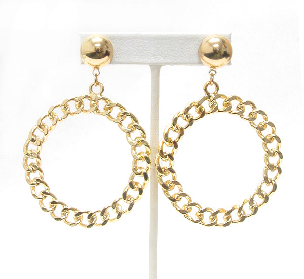 Thick chain circle drop earring