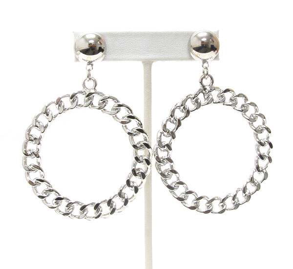 Thick chain circle drop earring