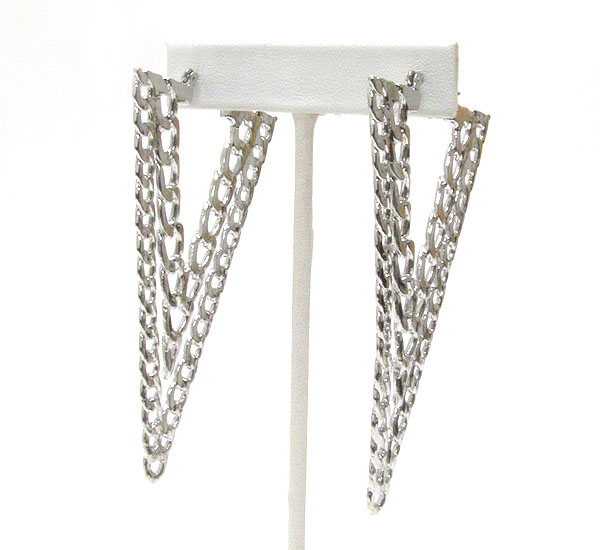 Thick chain triangle drop earring 