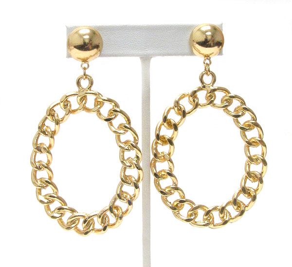 Thick chain oval drop earring