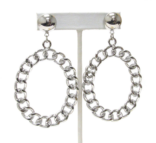 Thick chain oval drop earring 