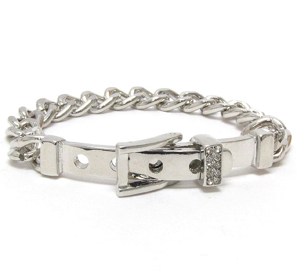 Crystal deco buckle and chain bracelet