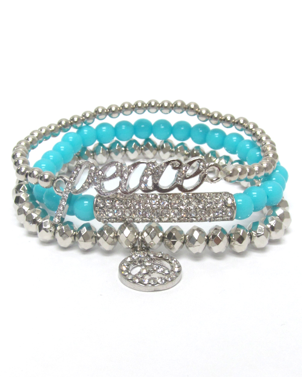 Peace theme 3 piece set stretch bracelet