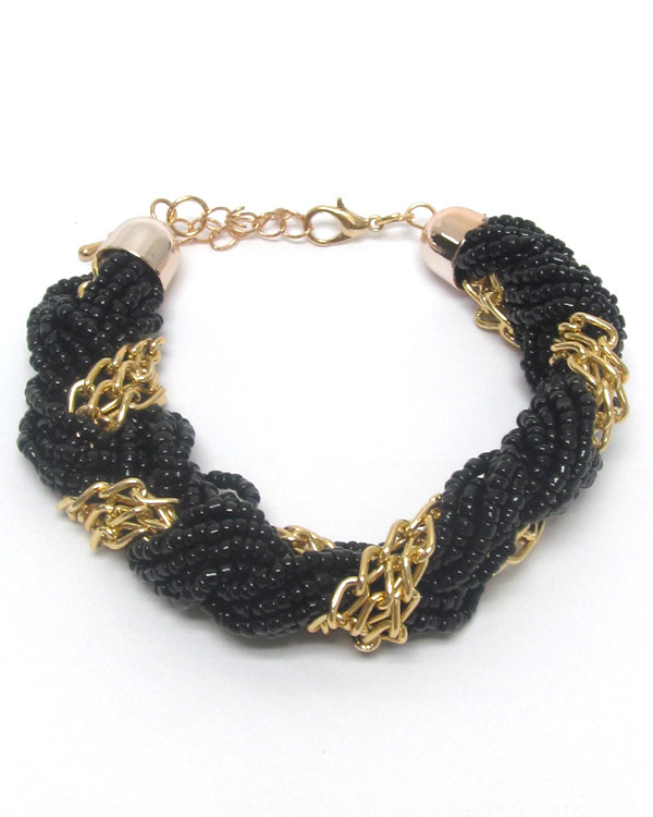 Seedbead and chain twist bracelet