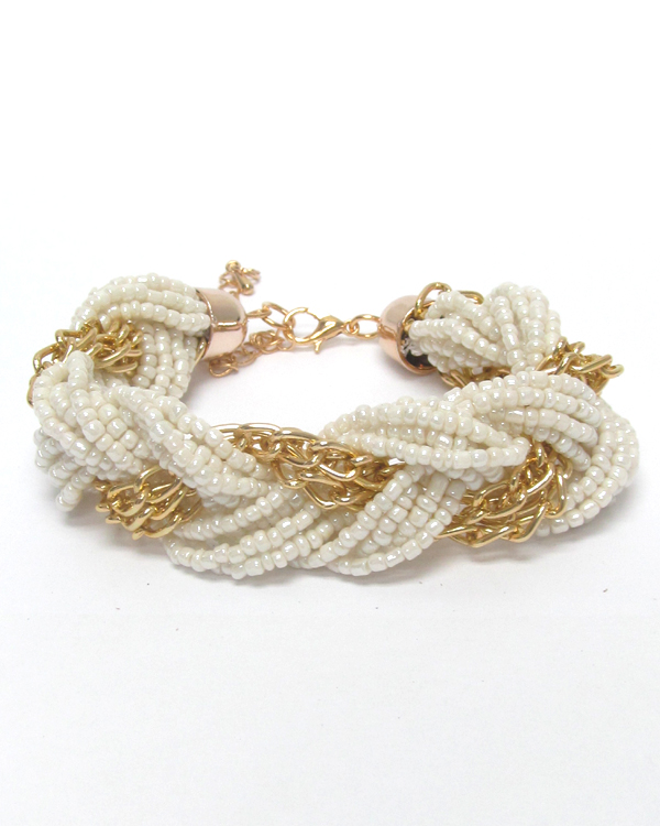 Seedbead and chain twist bracelet