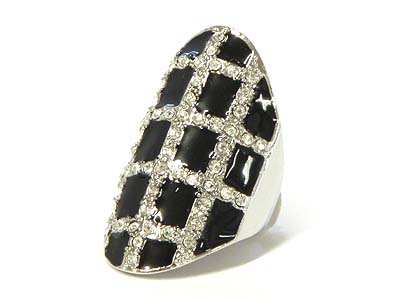 Crystal deco mosaic pattern fashion ring