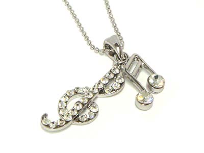 Crystal musical notes necklace