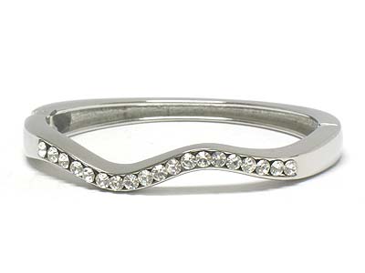 Crystal deco waved single line hinge bracelet