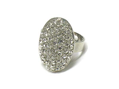 Crystal paved deco disk ring