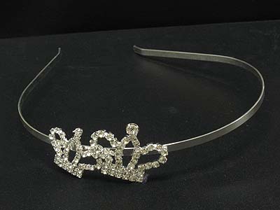 Rhinestone dual crown deco metal head band