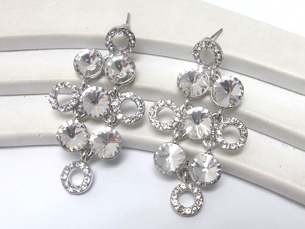 Multi crystal glass with crystal ring patern earring 