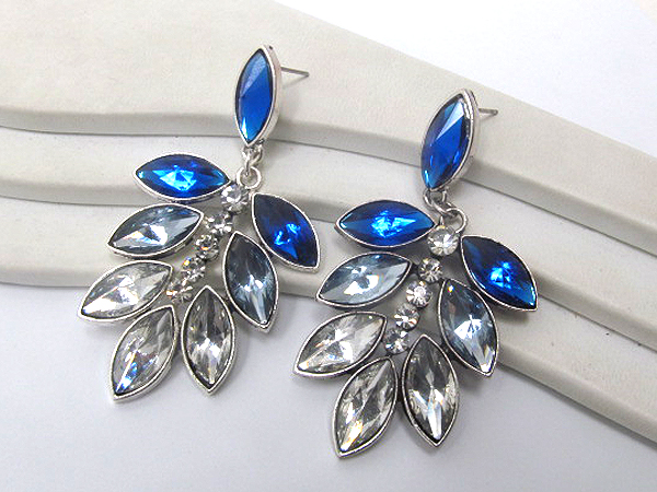 Crystal glass leaf patern earring