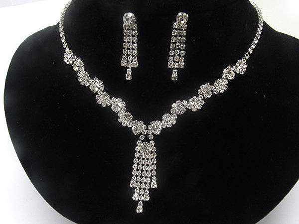 Rhinestone party necklace earring set