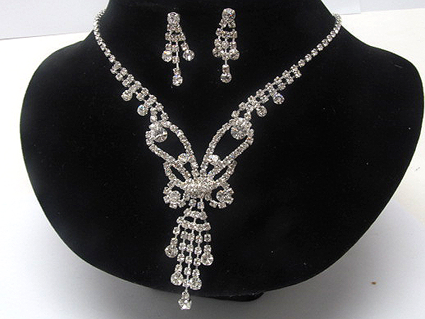 Mutli size rhinestone butterfly party necklace earring set