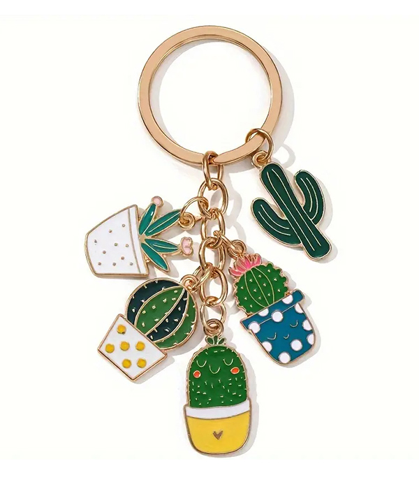 Multi charm keychain - cactus