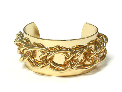 Chain layer metal cuff bangle