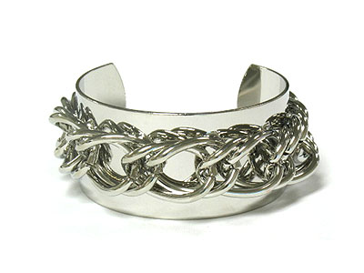 Chain layer metal cuff bangle