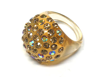 Summer crystal puffy dome acrylic ring 