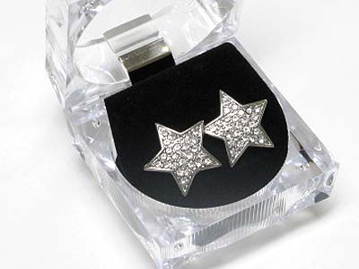 Star rhinestone earring set with case - ice cube 