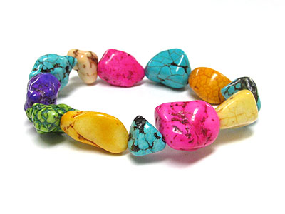 Multi color natural stone stretch bracelet