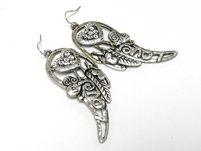 Love hope peace heart  wing earring