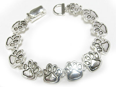 Metal paw theme charm link magnetic clasp bracelet