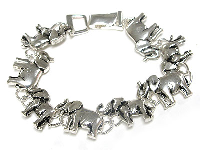 Metal elephant theme charm link magnetic clasp bracelet