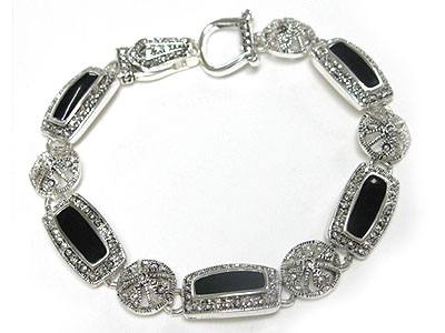 Marcasite look metal link magnetic clasp bracelet