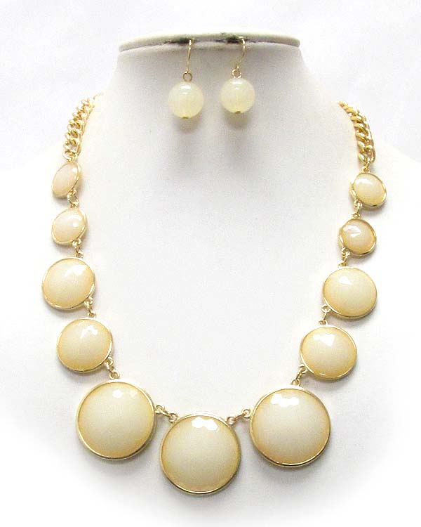 Facet acryl bubble disk link necklace set