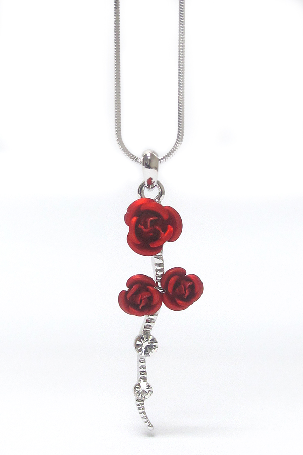Made in korea whitegold plating rose necklace -valentine