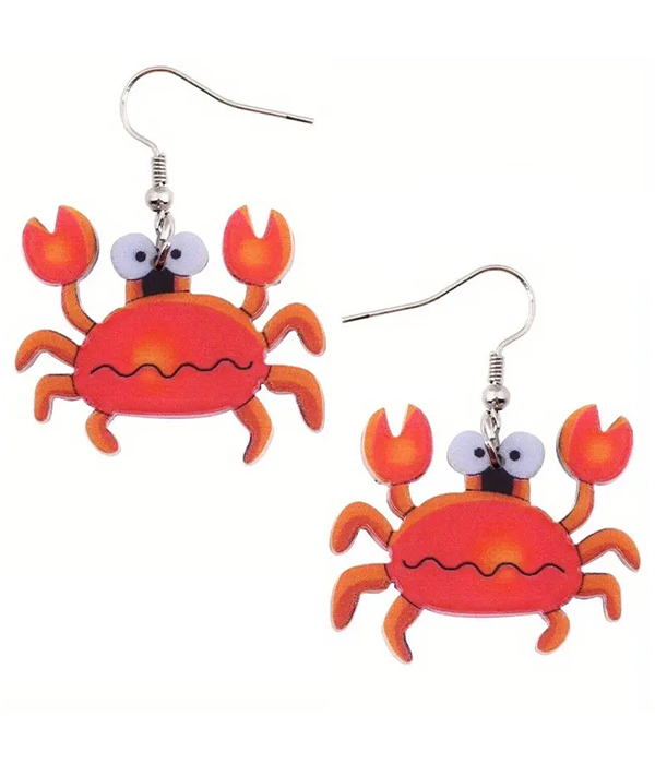 Sealife theme acrylic crab earring