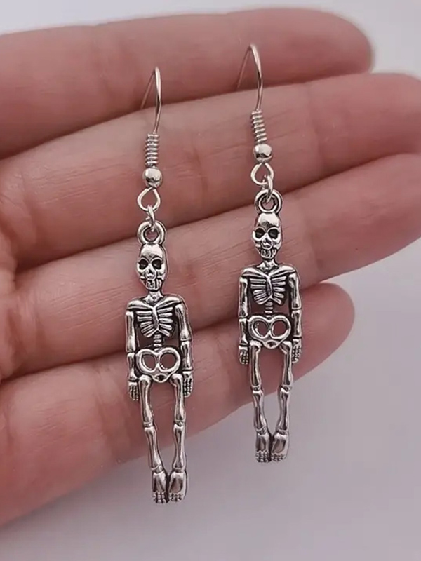 Halloween theme skull and skeleton earring