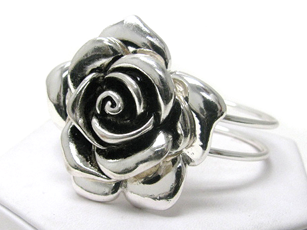 Large metal rose on wired bangle bracelet