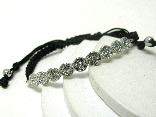 Crystal stud braided yarn friendship bracelet