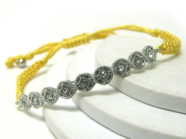 Crystal stud braided yarn friendship bracelet