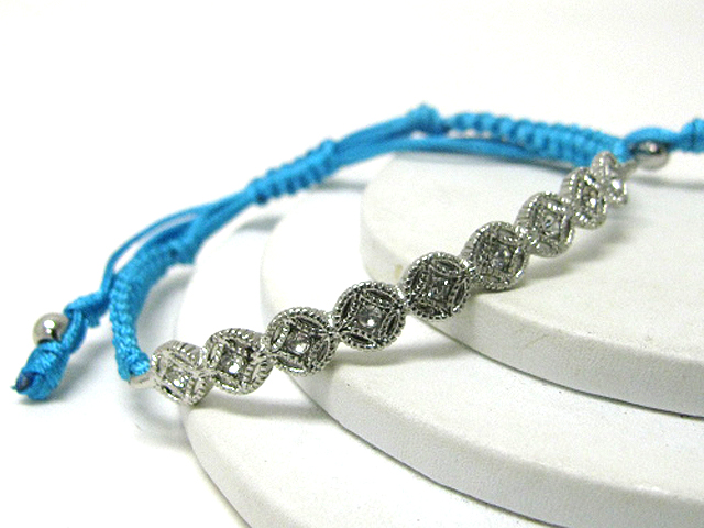 Crystal stud braided yarn friendship bracelet